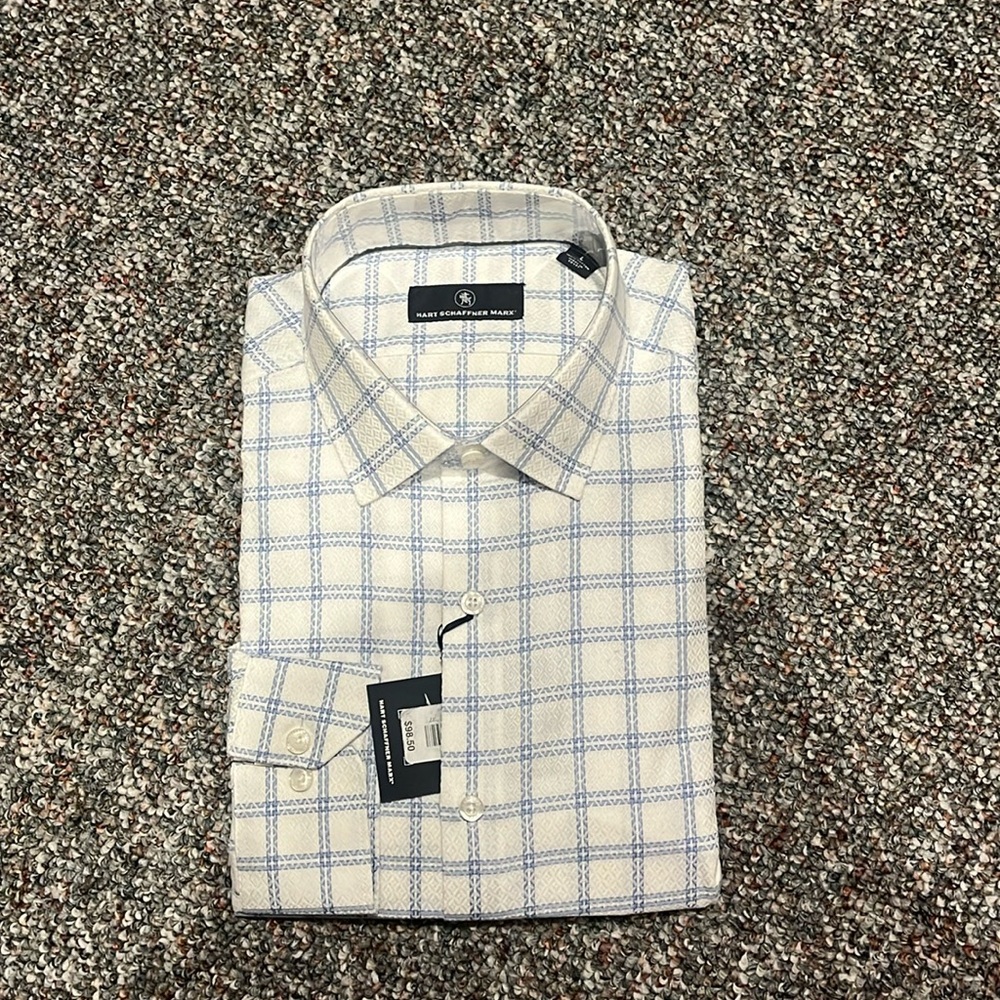 Brand New white and blue Hart Schaffner Marx dress shirt